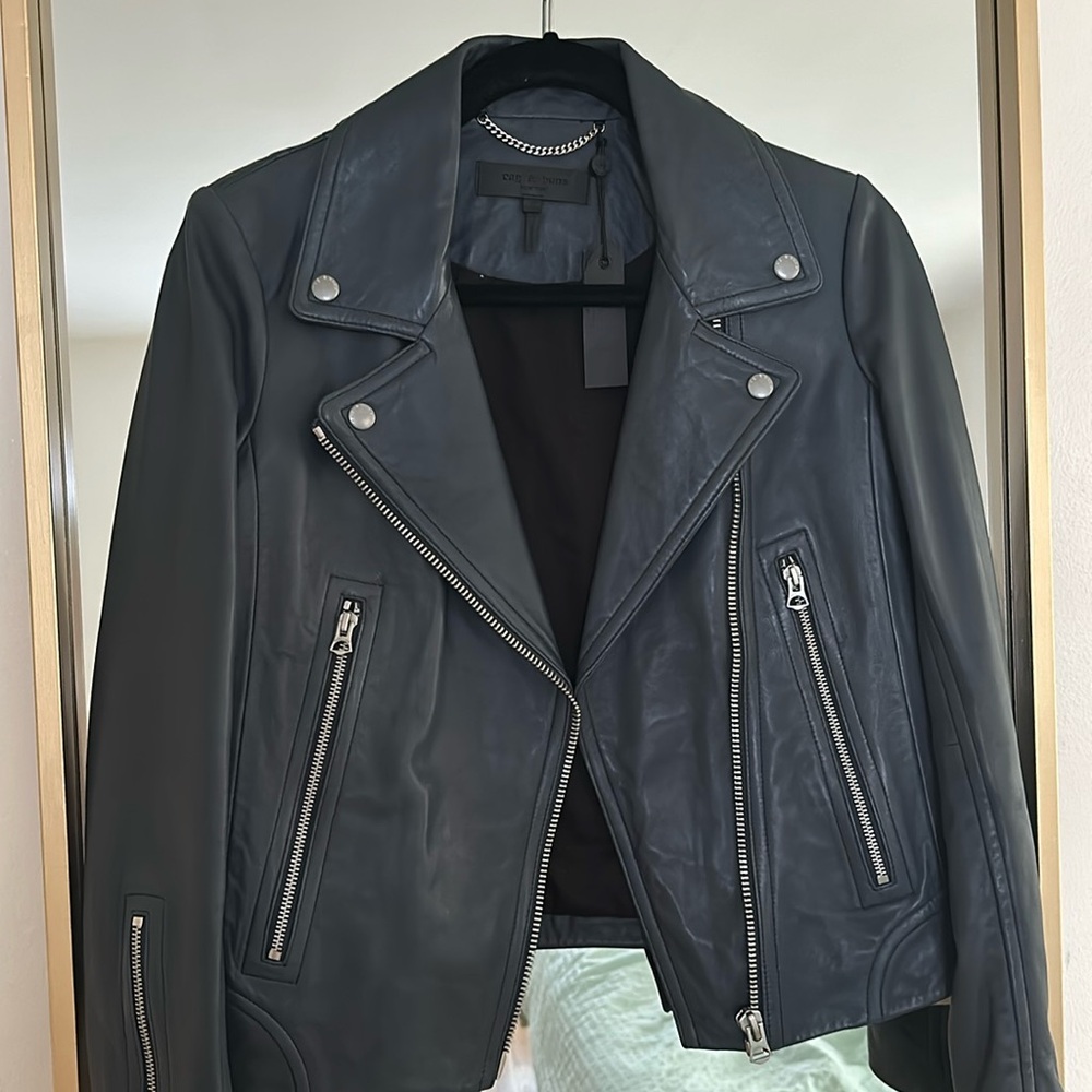 Rag & bone leather jacket. Size s. Teal color